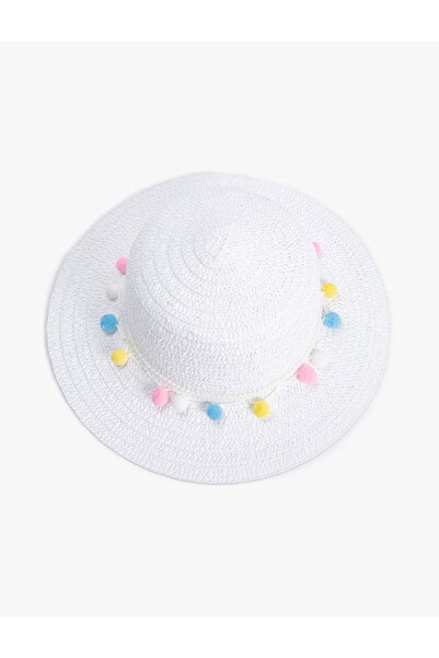 Koton Straw Hat with Pompom Detail