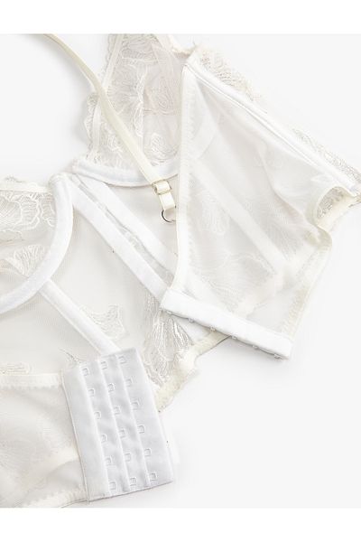 Koton Bridal Bralet Lace Underwire Pearl Detailed Unpadded