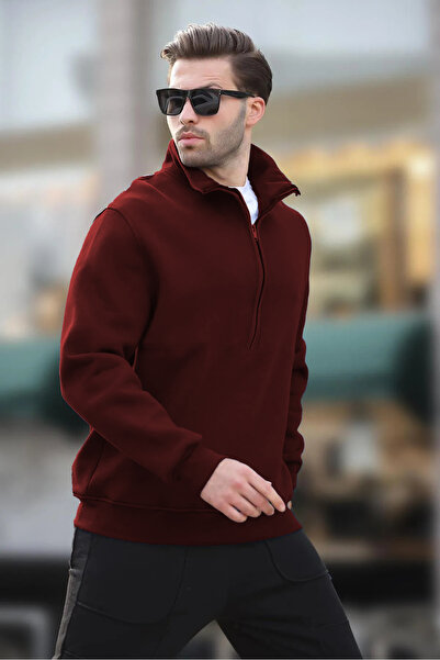 YAKAMEL Hanorac pentru bărbați, cu jumătate de fermoar, cu guler înalt, supra...