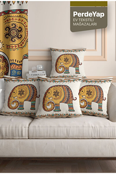 PerdeYap1980 الفيل الهندي العرقي منقوشة 4xl الطباعة الرقمية أثناء التلوث البي...