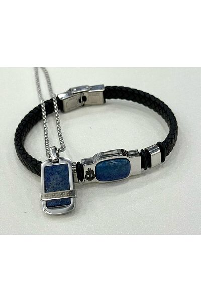 Focus Natural Stone Men's Necklace and Bracelet Set