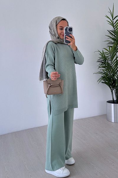 Ka Hijab Anje Hijab Knitwear Set - Green