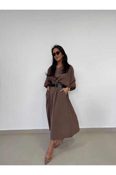 caddstore Φόρεμα Dr 8242 Self Belted Modal Mink