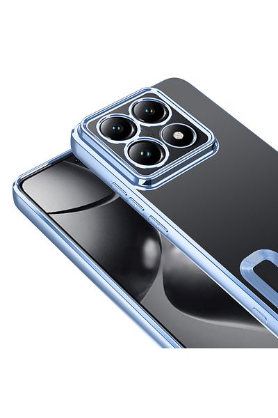 m.tk moveteck حافظة لهاتف Xiaomi Mi 14T Pro مع حماية كاملة للكاميرا، حافة معدنية لامعة ملونة، غطاء عدسة من السيليكون الناعم