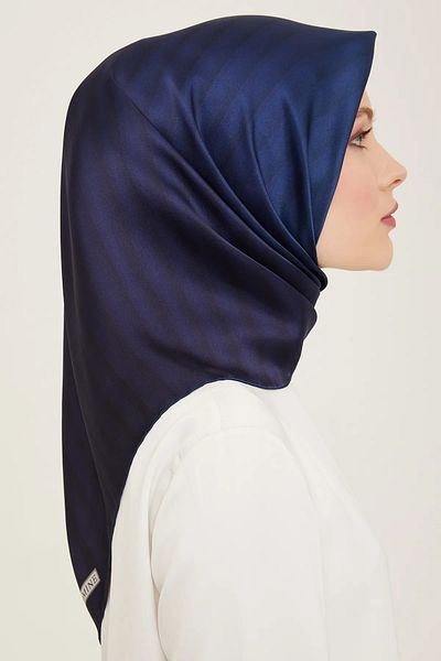 Armine DJ SAF Μεταξωτό Κασκόλ 9150D (S) - Nostalji Sura Navy 9150-93