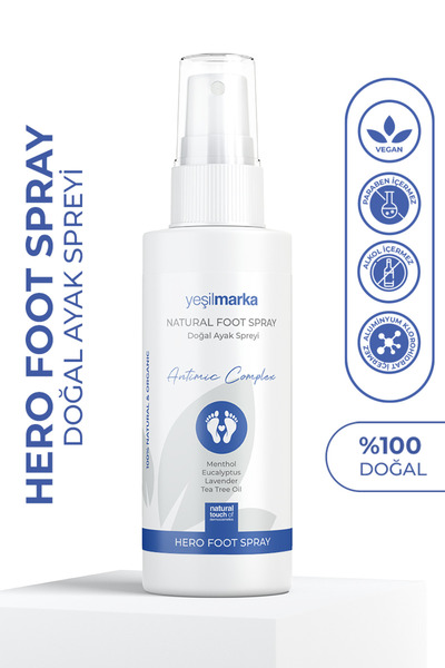 yeşilmarka Hero Doğal Ayak Spreyi - Ayak Koku Giderici Sprey - Ayak Koku Önleyici %100 Doğal Içerik 100 ml
