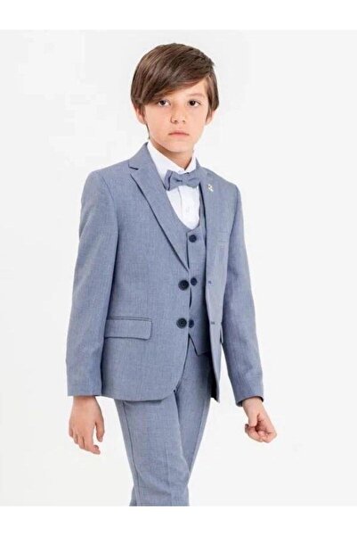 Zekids Boy's 5-Piece Classic Suit with Lapel Rosette Detail (Age 6-9)