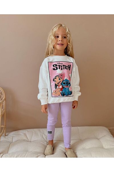 WİKİBOOM Popular Character Printed 2 Yarn Sweatshirt Tights Girl's Bottom Top Suit
