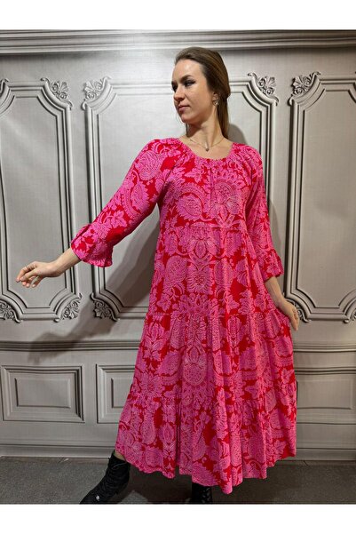 AGORATEKSTİL Rochie de damă din țesătură din viscoză, cu guler Madonna, cu mâ...