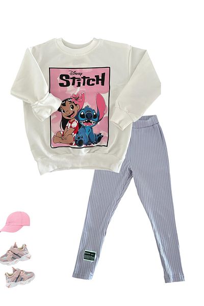 WİKİBOOM Popular Character Printed 2 Yarn Sweatshirt Tights Girl's Bottom Top Suit