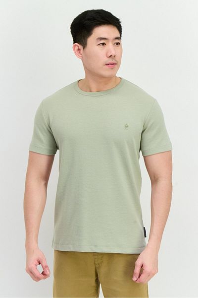French Connection Men Crew Neck Short Sleeves Brand Logo T-shirt, Sage Green