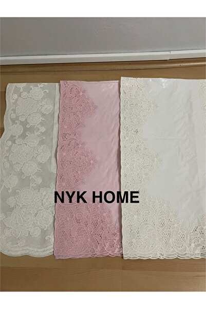 NYK HOME Dantel  Görünümlü Muşamba Masa Örtüsü  PUDRARENK  120+150 Ölçüsünde