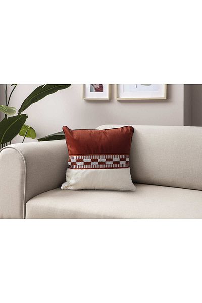 SWITA Husă de pernă cu design special decorativ, brodat cu pene de iepure și pumn