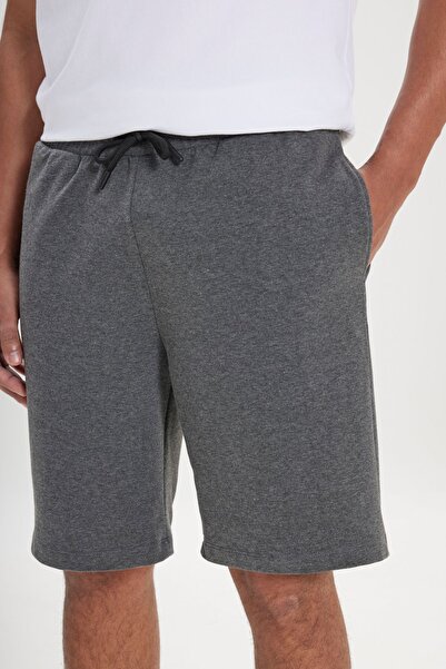 AC&Co / Altınyıldız Classics Erkek Antrasit-melanj Standart Fit Günlük Rahat Spor Örme Şort