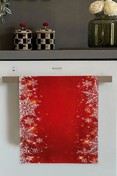Genel Markalar Kırmızı Yeni Yıl Temalı Yılbaşı Fırın Mutfak Havlusu 30x50cm
