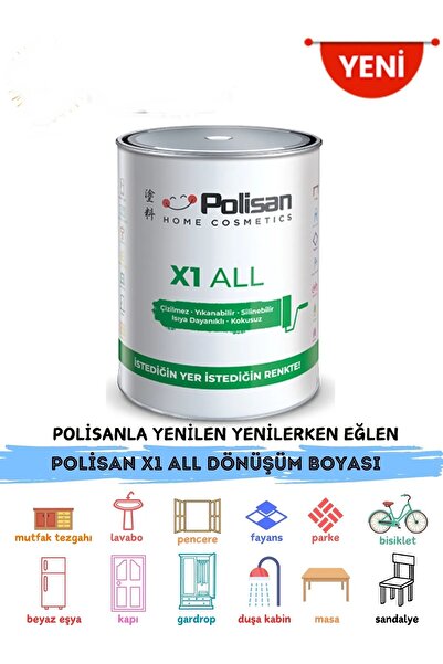 Polisan X1 All ile İstediğini Boya-Çizilmez-Kokusuz-Yıkanabilir Dönüşüm  Boyası 0.75lt