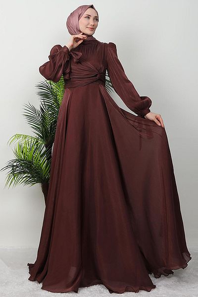 KAWEL Βραδινό φόρεμα Lily Silk Rose Brown