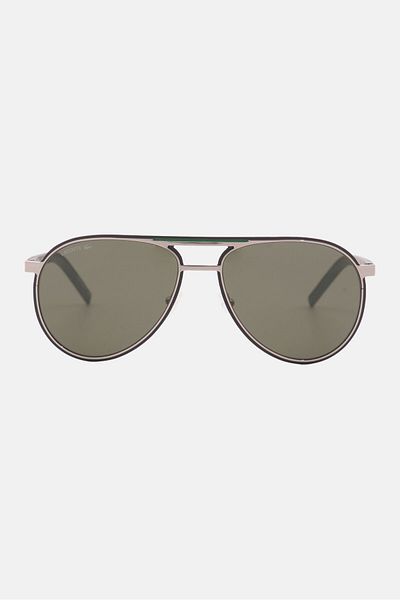 Lacoste Men L193s Aviator Sunglasses, Shiny Grey