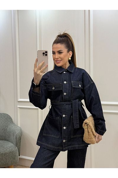 İkra Belted Denim Set