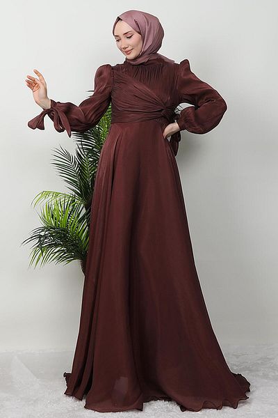 KAWEL Βραδινό φόρεμα Lily Silk Rose Brown