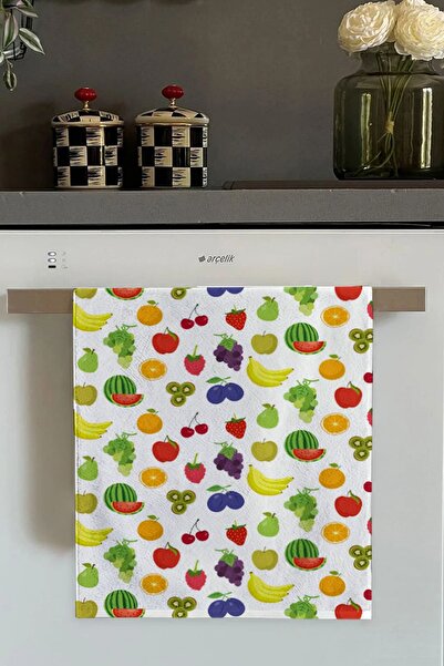 Viva Home Renkli Meyve Desenli Fırın Mutfak Havlusu 30x50cm