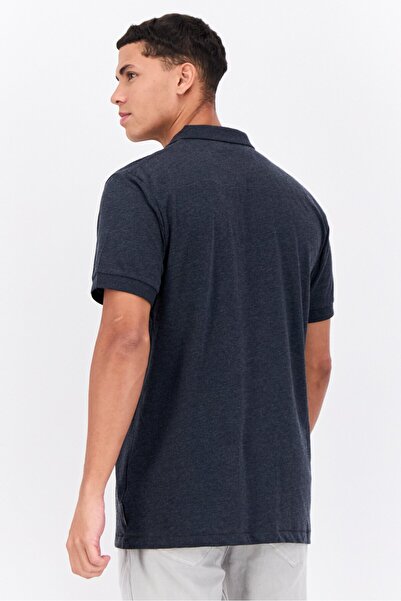 French Connection Men Regular Fit Brand Logo Short Sleeves Polo Shirt, Dark Grey