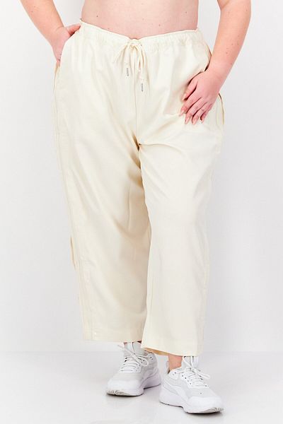 adidas Women Plus Size Embroidered Logo Drawstring Pants, Beige