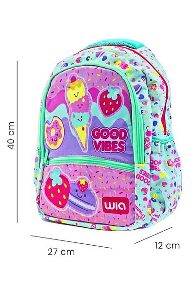Wia Pink Ice Cream Patterned Girls' School Bag Set (3 Pieces)