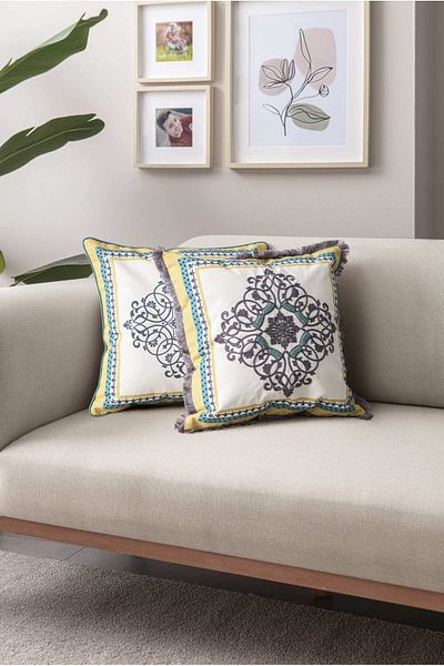 SWITA Double Premium Decorative Punch & Fringe Special Design Throw Pillow Cover