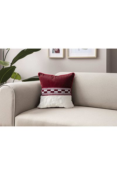 SWITA Husă de pernă cu design special decorativ, brodat cu pene de iepure și pumn