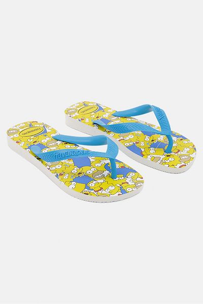 Havaianas Men Simpsons Slip On Slippers, White/turqouise
