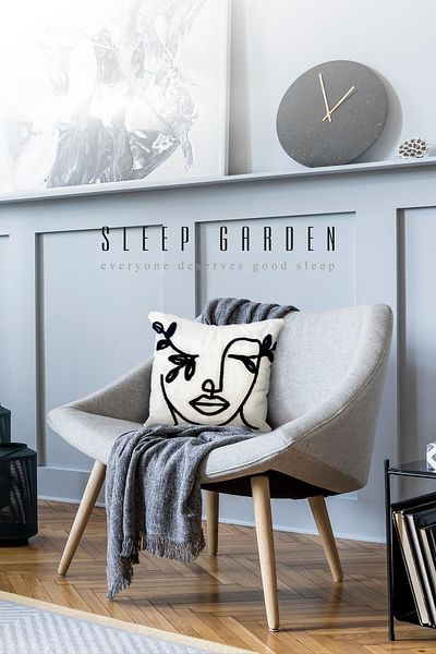 Sleep Garden Black Punch Throw Pillow Women's Face - 45X45