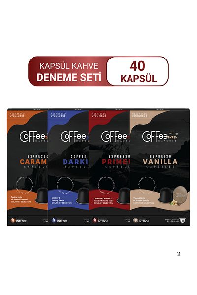 Coffeein Nespresso Compatible Capsule Coffee Advantageous Trial Set – 40 Pieces 100% Arabica