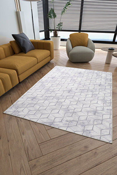 AYYILDIZ Gri Mercedes Desenli Dijital Baskılı Makine Halısı