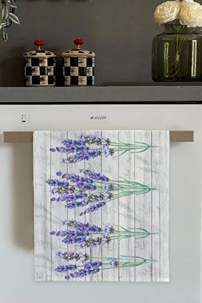 Viva Home Μωβ πετσέτα κουζίνας με σχέδιο λεβάντας 30x50 εκ.