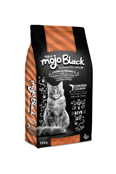 MyCat Mojo Black Mojo Black Sterilised Somon Balıklı Kısır Kedi Maması 15KG