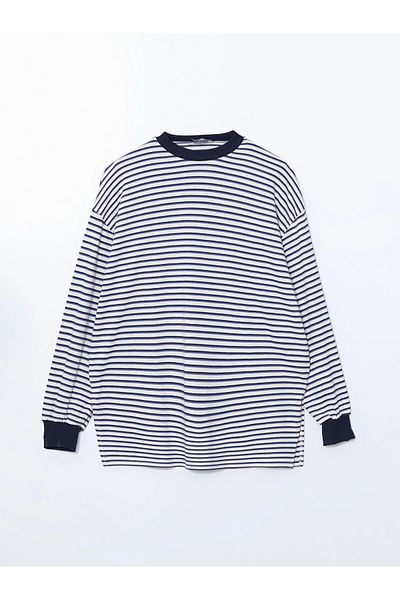 LC Waikiki Tunica de damă oversize cu dungi bleumarin modest