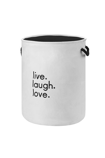 Lawazim round laundry basket with printed letters storage hamper boxes for organizing - 40x50cm