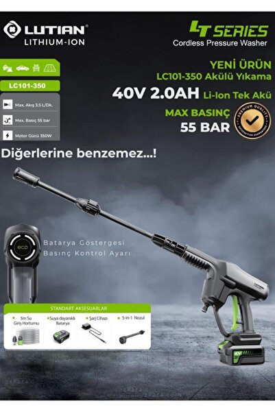 Gürçay Hırdavat Lutian LC101-350 Akülü Oto Yıkama 55 Bar 40V