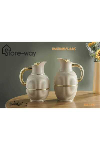 Storeway طقم ترمس شاي وقهوة مفرغ من الهواء - سعة 1.0+0.7 لتر