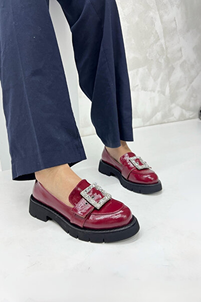 inizio Бордовий шкіряний жіночий мокасин P9061