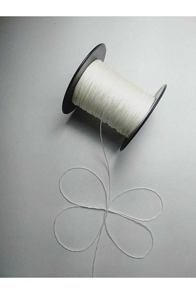 Eskişehir hobi sanat Λευκό Tasbih - 0,8 mm, 100 μέτρα, χρώμα κόκκαλο κλωστής