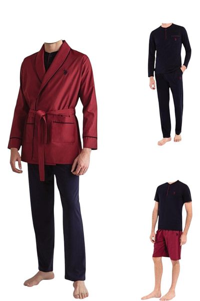 U.S. Polo Assn. Πόλο Ασν. Σετ προίκας γαμπρού 5 τεμαχίων Claret Red & Navy Blue Special Boxed Comfortable Fit με Ropdöşambır