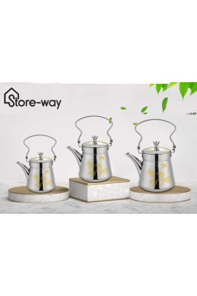 Storeway 3 قطع من إبريق الشاي المصنوع من الفولاذ المقاوم للصدأ - 0.7+0.9+1.20...