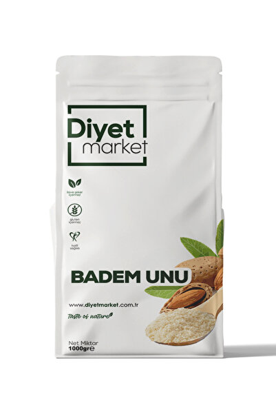 DİYET MARKET Glutensiz Badem Unu 1000 gr Öğütülmüş %100 Beyaz Tatlı Badem Unu glutensiz Doğal güvenli Gıda