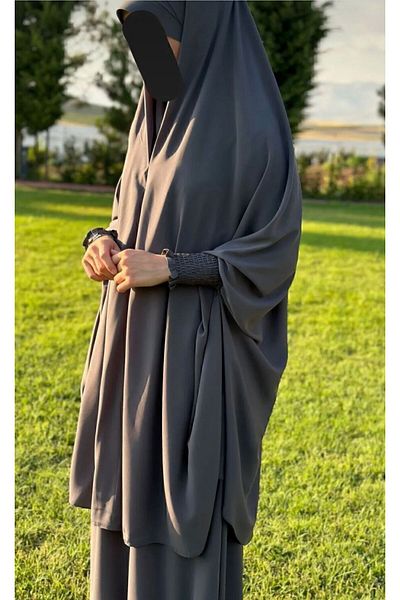 ME & HA GİYİM Gray-Headed Afghan Team with Needle Veil Medina Silk
