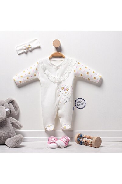 Annora Çiçekli Ceylan Kız Bebek Tulumu