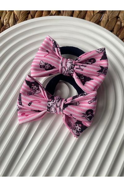 PABS Kuromi Ribbon Bow 2-Piece Rubber Buckle (Size 8X5Cm)