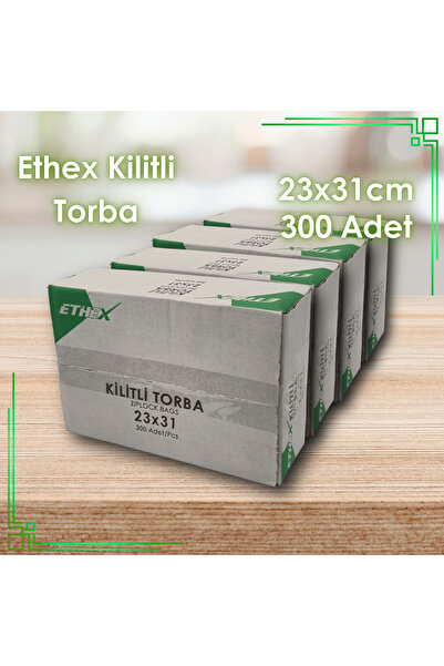 Ethex Kırmızı Şeritli Kilitli Torba 23x31 cm 1200 Adet (4 Kutu) - Gıda Uyumlu...