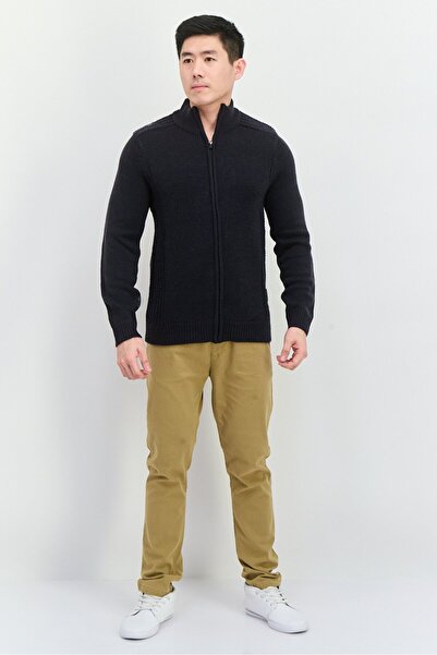French Connection Men Mock Neck Crochet Sweater, Navy